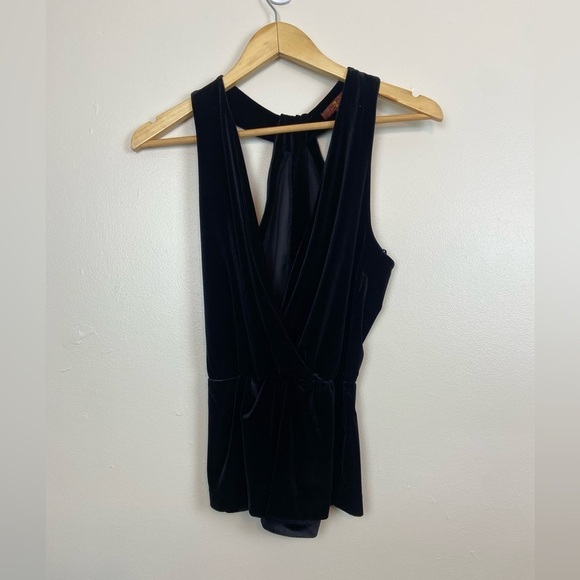 VINTAGE Y2K 7 for all Mankind Plunging Neckline Velvet Criss Cross Back Tank Top - Picture 7 of 8